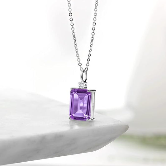 Luxury Emerald Cut Amethyst Pendant – Perfect Gift for Women