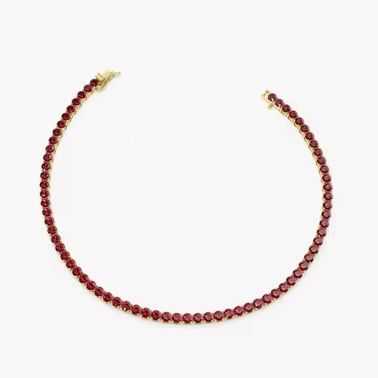 Classic Red Ruby Tennis Bracelet for Women – Round-Cut Gemstone Glamour