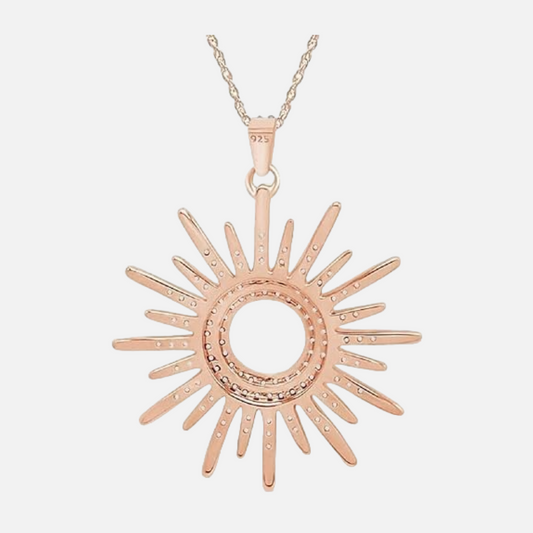 Women's Sun Shape Moissanite Pendant Rose Gold Silver Pendant Free Chain