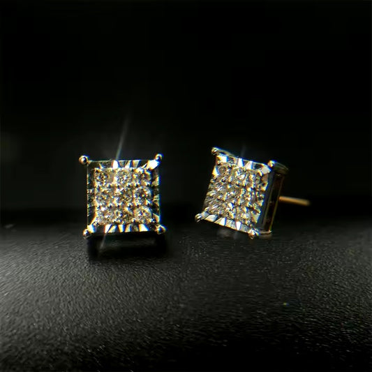 Shimmering Iced Out 925 Sterling Silver Diamond Studs for Men