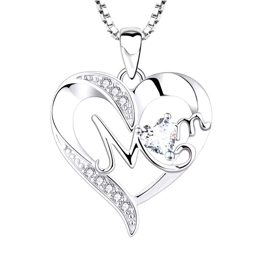 Women's Custom Letter Heart-Shaped Pendant – Personalized Silver Necklace