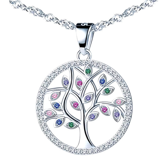 Women's Multi-Gemstone Circle Pendant – Colorful Silver Jewelry