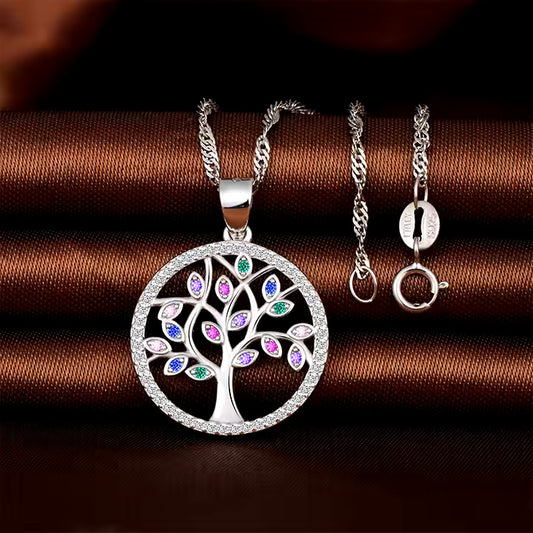 Women's Multi-Gemstone Circle Pendant – Colorful Silver Jewelry