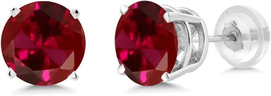 Red Ruby Round-Cut Stud Earrings - Perfect for Everyday Glam