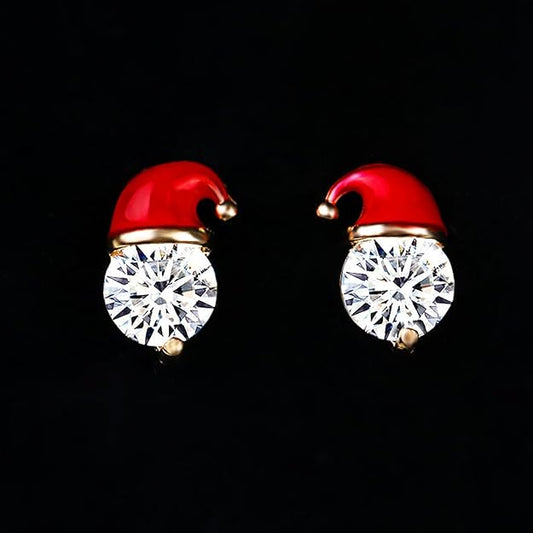 Celebrate the Season with Santa Hat Diamond Earrings