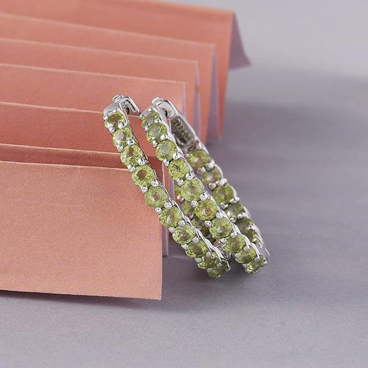 Luxurious Green Peridot Hoop Earrings – Perfect for Every Occasion