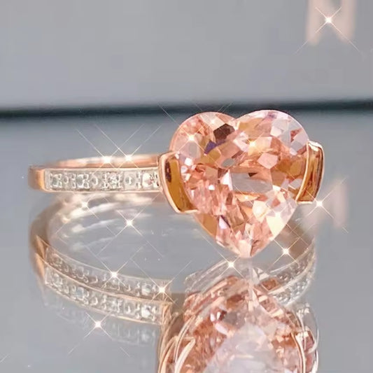 Heart Cut Morganite Wedding Rose Gold Finish Women's Ring Diamond Ring