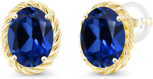 Sapphire Elegance: Oval-Cut Blue Sapphire Stud Earrings