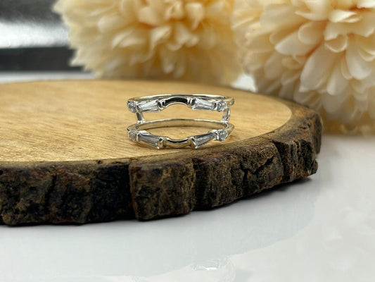 Baguette Cut Diamond Wrap Ring – Elegant Custom Silver or Gold Band