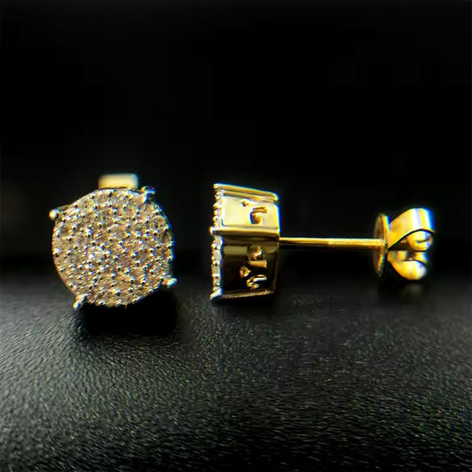 Men's Iced Out Diamond Stud Earrings: Crafted in 925 Sterling Silver