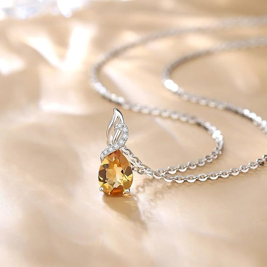 Pear-Cut Yellow Citrine Pendant – Add a Touch of Sunshine to Your Style