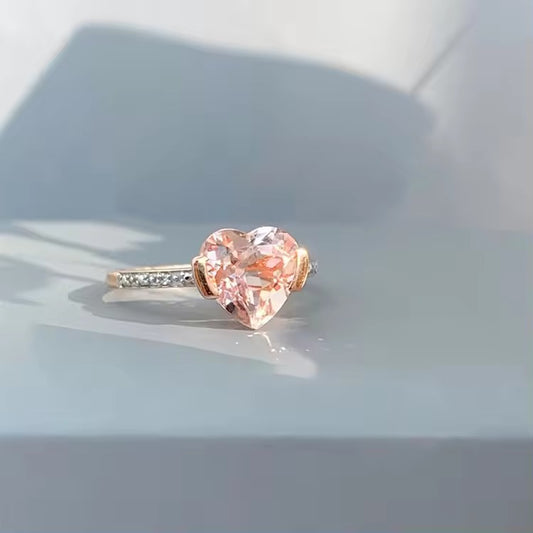 Heart Cut Morganite Wedding Rose Gold Finish Women's Ring Diamond Ring