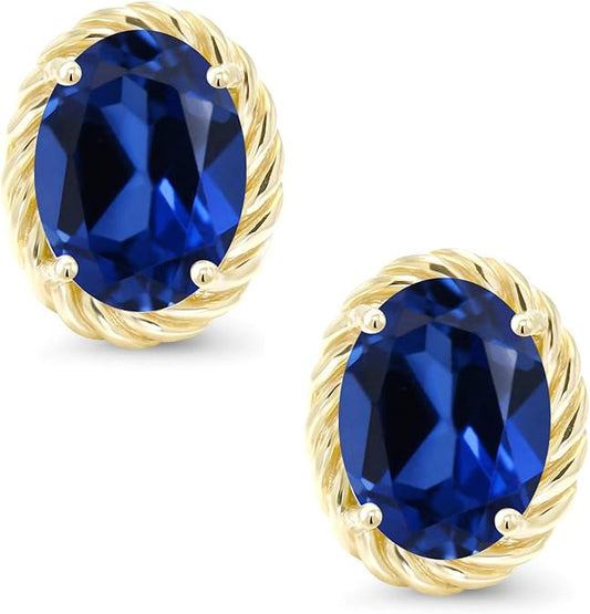 Sapphire Elegance: Oval-Cut Blue Sapphire Stud Earrings