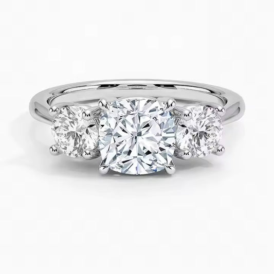 Symbol of Forever: Round Cut Diamond Three-Stone Wedding Ring