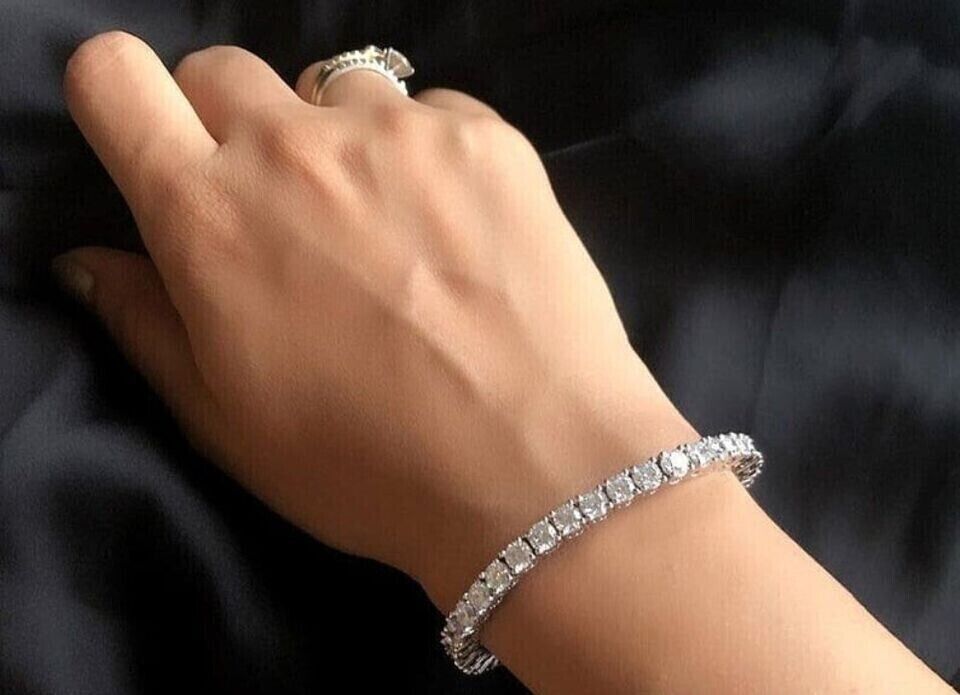 5mm Round Diamond Simulate Tennis 2024 Bracelet 925 Sterling Silver Wedding Engagement Bridal Jewelry