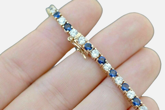 3MM Sapphire And Diamond Tennis Bracelet