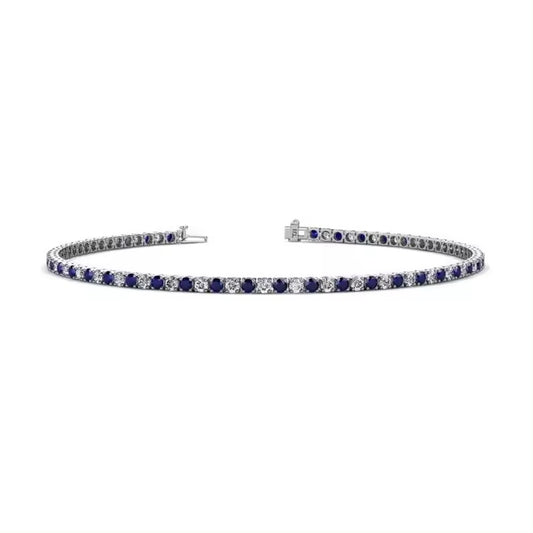 2.5MM Sapphire Bracelet White Gold Plated Tennis Bracelet 925 Sterling Silver Women's Bracelet