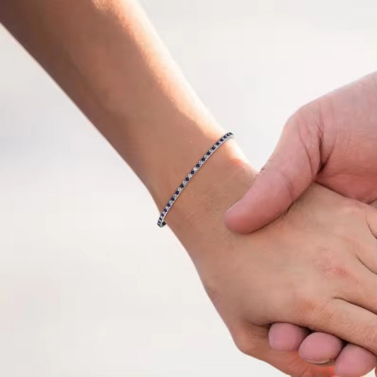 2.5MM Sapphire Bracelet White Gold Plated Tennis Bracelet 925 Sterling Silver Women's Bracelet