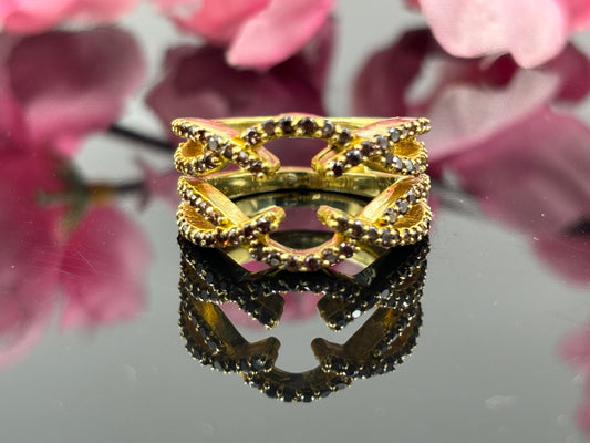 Chocolate Wrap Ring - Enhancer Guard Ring - Brown Diamond Wrap Ring - Yellow Gold Over Ring