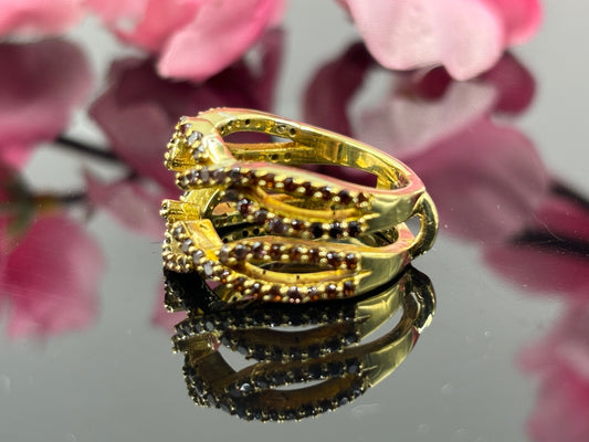 Chocolate Wrap Ring - Enhancer Guard Ring - Brown Diamond Wrap Ring - Yellow Gold Over Ring