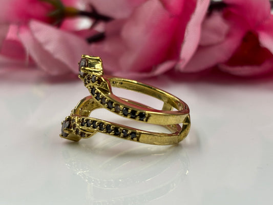 Chocolate Diamond Wrap V Shaped  Enhancer Guard Yellow Gold Finish Ring