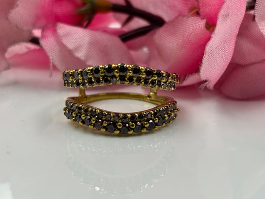 Yellow Gold Finish Ring Chocolate Brown Diamond Wrap Band Shaped Enhancer Guard Ring