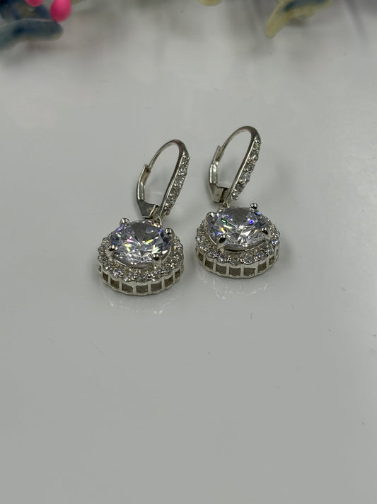 Diamond Lever Back 925 Sterling Silver Drop And Dangle Earrings