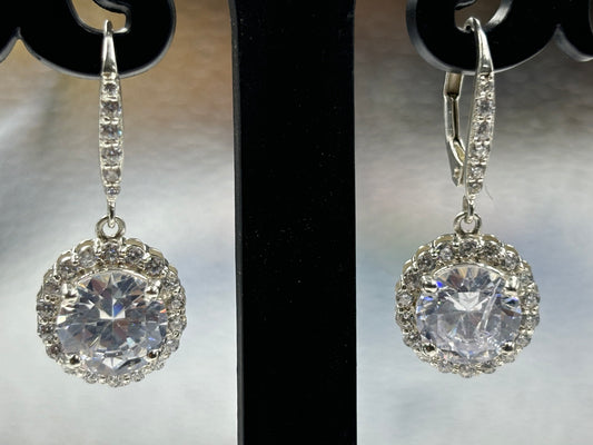 Diamond Lever Back 925 Sterling Silver Drop And Dangle Earrings