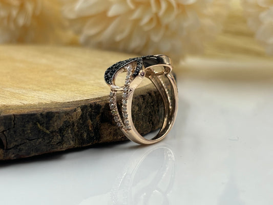 Elegant Brown & White Diamond Infinity Band Ring in Sterling Silver