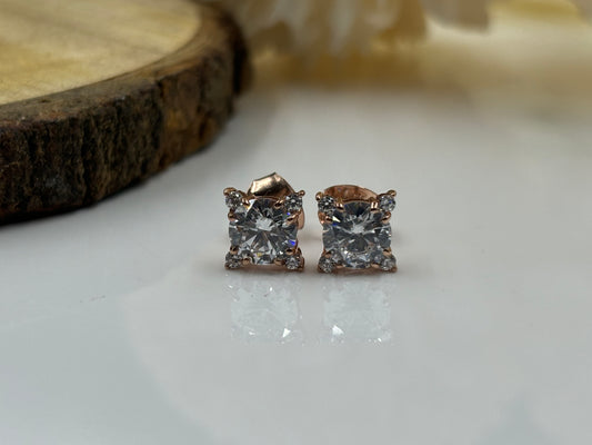 Rose Gold and Silver Diamond Stud Earrings | Elegant & Timeless Jewelry for Every Occasion