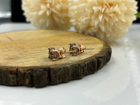 Chocolate Brown Diamond Stud Earrings in Yellow Gold-Plated Silver