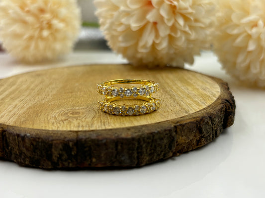 Simulated Diamond Wrap Ring – Yellow Gold Plated for a Touch of Luxury