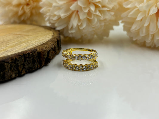 Simulated Diamond Wrap Ring – Yellow Gold Plated for a Touch of Luxury