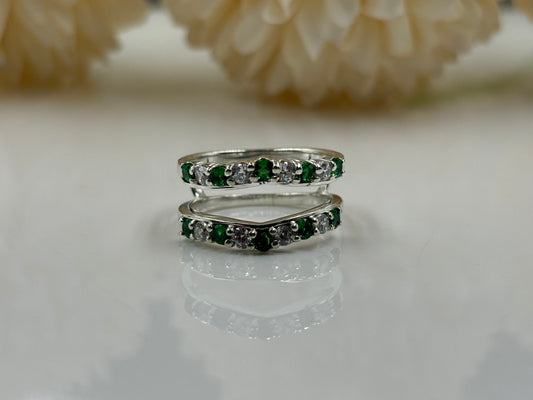 Green Emerald and Diamond Wrap Enhancer Ring - A Stunning Statement Christmas Gift