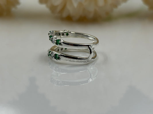 Green Emerald and Diamond Wrap Enhancer Ring - A Stunning Statement Christmas Gift