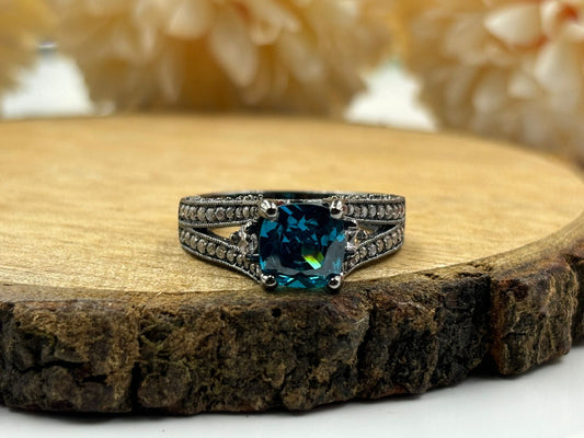 Cushion Cut Blue Topaz Engagement Ring – Elegant and Timeless Design