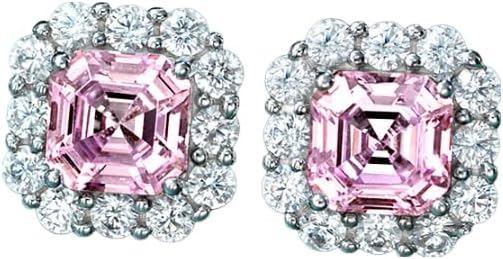 Chic Asscher Cut Pink Sapphire Stud Earrings – Gift for Her - BerylcraftsChic Asscher Cut Pink Sapphire Stud Earrings – Gift for HerWomen's