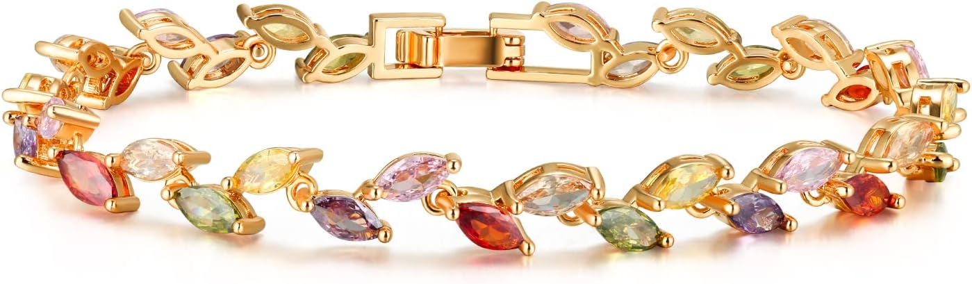 Chic & Elegant Multi Sapphire Marquise Cut Tennis Bracelet for Women - BerylcraftsChic & Elegant Multi Sapphire Marquise Cut Tennis Bracelet for WomenWomen's