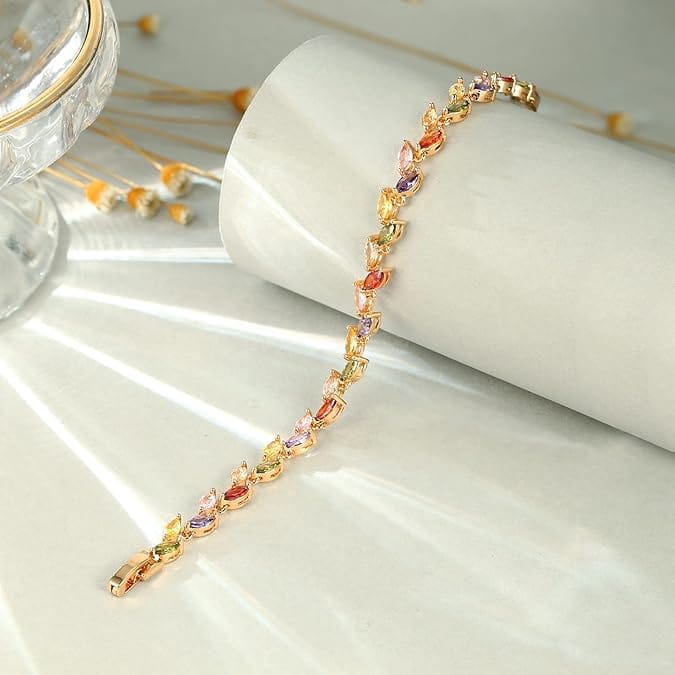 Chic & Elegant Multi Sapphire Marquise Cut Tennis Bracelet for Women - BerylcraftsChic & Elegant Multi Sapphire Marquise Cut Tennis Bracelet for WomenWomen's