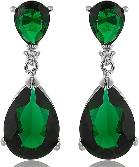 Classic Green Emerald Drop Earrings – Pear Cut & Glamorous - BerylcraftsClassic Green Emerald Drop Earrings – Pear Cut & GlamorousWomen's
