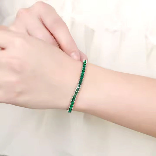 ’Classic Green Emerald Tennis Bracelet – A Brilliant Statement Piece’ - Women’s