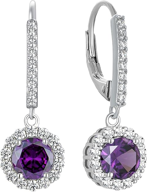 Delicate Round - Cut Purple Amethyst Drop Earrings – Sparkling Elegance - BerylcraftsDelicate Round - Cut Purple Amethyst Drop Earrings – Sparkling EleganceWomen's