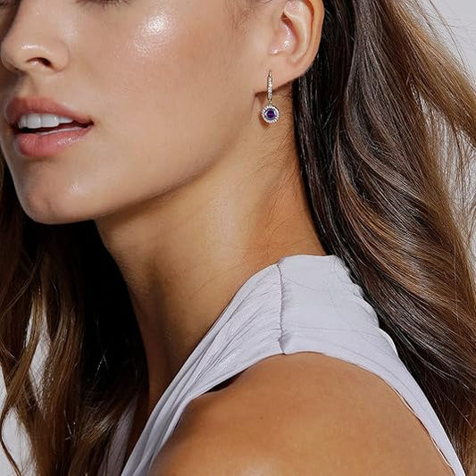 Delicate Round - Cut Purple Amethyst Drop Earrings – Sparkling Elegance - BerylcraftsDelicate Round - Cut Purple Amethyst Drop Earrings – Sparkling EleganceWomen's