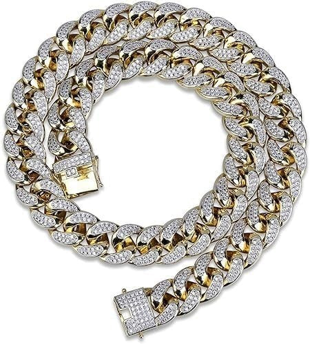 14MM Cuban Link Chain Real VVs Moissanite Diamond Men's Miami Necklace