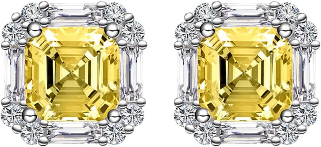 Elegant Asscher Cut Yellow Citrine Stud Earrings – Timeless & Radiant - BerylcraftsElegant Asscher Cut Yellow Citrine Stud Earrings – Timeless & RadiantWomen's