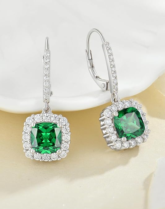 Elegant Cushion Cut Emerald Dangle Earrings – Timeless Jewelry - BerylcraftsElegant Cushion Cut Emerald Dangle Earrings – Timeless JewelryWomen's