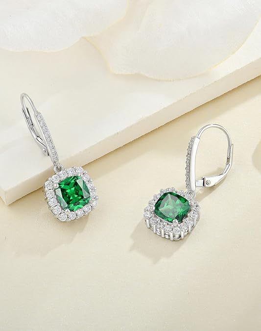 Elegant Cushion Cut Emerald Dangle Earrings – Timeless Jewelry - BerylcraftsElegant Cushion Cut Emerald Dangle Earrings – Timeless JewelryWomen's