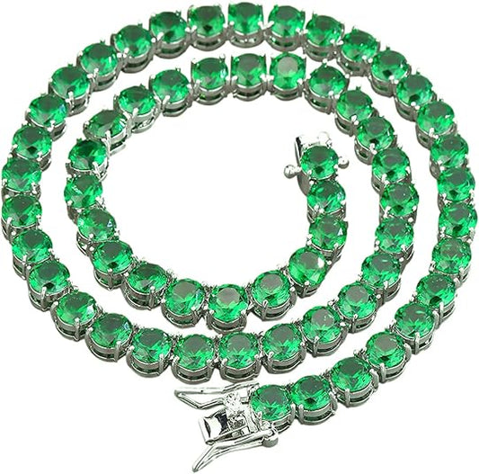 Elegant Round Cut Emerald Tennis Necklace – Timeless Luxury - BerylcraftsElegant Round Cut Emerald Tennis Necklace – Timeless LuxuryNecklace