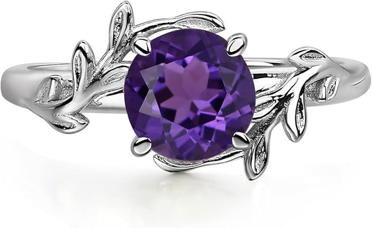 Elegant Round Cut Purple Amethyst Women's Ring – Sterling Silver - BerylcraftsElegant Round Cut Purple Amethyst Women's Ring – Sterling SilverWomen's Ring