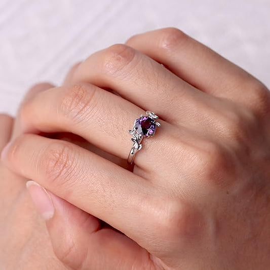 Elegant Round Cut Purple Amethyst Women's Ring – Sterling Silver - BerylcraftsElegant Round Cut Purple Amethyst Women's Ring – Sterling SilverWomen's Ring